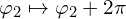  \varphi_2 \mapsto \varphi_2+2\pi 