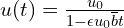  u(t) = \frac{u_{0}}{1- \epsilon u_{0} \overline{b} t} 