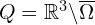  Q = \mathbb{R}^3 \backslash \overline{\Omega} 