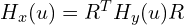  H_{x}(u) = R^{T} H_{y}(u) R