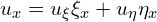  u_{x} = u_{\xi} \xi_{x} + u_{\eta} \eta_{x}