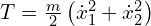  T = \frac{m}{2} \left( \dot{x}_1^2 + \dot{x}_2^2 \right)