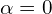  \alpha= 0